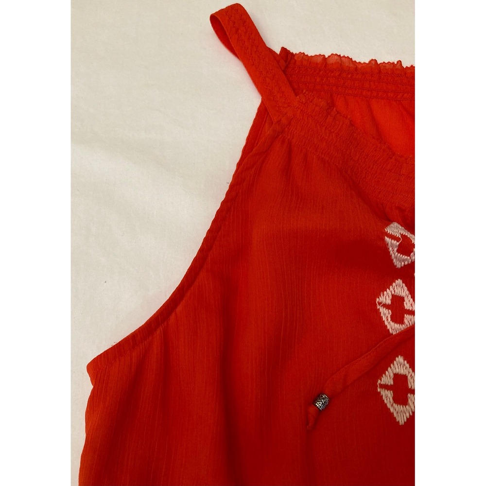 White House‎ Black Market Orange Sleeveless Top Embroidered Blouse - Picture 6 of 10